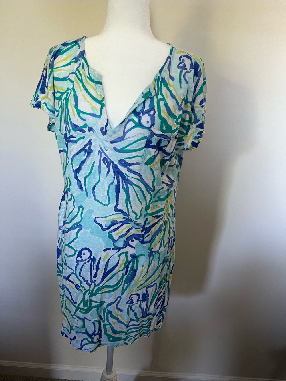 Lilly Pulitzer Aqua Blue & Green Printed Swim Cover-Up